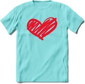 Valentijn Hart T-Shirt | Grappig Valentijnsdag Cadeautje voor Hem en Haar | Dames - Heren - Unisex | Kleding Cadeau | - Licht Blauw - XXL