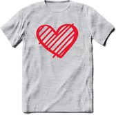 Valentijn Hart T-Shirt | Grappig Valentijnsdag Cadeautje voor Hem en Haar | Dames - Heren - Unisex | Kleding Cadeau | - Licht Grijs - Gemaleerd - L