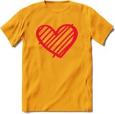 Valentijn Hart T-Shirt | Grappig Valentijnsdag Cadeautje voor Hem en Haar | Dames - Heren - Unisex | Kleding Cadeau | - Geel - S