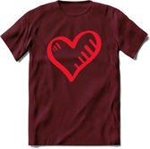 Valentijn Hart T-Shirt | Grappig Valentijnsdag Cadeautje voor Hem en Haar | Dames - Heren - Unisex | Kleding Cadeau | - Burgundy - XL