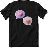 Valentijn Hart chat T-Shirt | Grappig Valentijnsdag Cadeautje voor Hem en Haar | Dames - Heren - Unisex | Kleding Cadeau | - Zwart - L