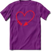 Valentijn Hart T-Shirt | Grappig Valentijnsdag Cadeautje voor Hem en Haar | Dames - Heren - Unisex | Kleding Cadeau | - Paars - M