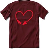 Valentijn Hart T-Shirt | Grappig Valentijnsdag Cadeautje voor Hem en Haar | Dames - Heren - Unisex | Kleding Cadeau | - Burgundy - XXL