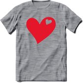 Valentijn Hart T-Shirt | Grappig Valentijnsdag Cadeautje voor Hem en Haar | Dames - Heren - Unisex | Kleding Cadeau | - Donker Grijs - Gemaleerd - L