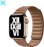 MY PROTECT® Leather Link Armband Voor Apple Watch Series 1/2/3/4/5/6/7/SE 42/44/45mm Horloge Bandje - Magnetisch iWatch Leather Link Bandje Apple Watch - Magneet Sluiting - Bruin