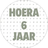 20 x Traktatiestickers Hoera 6 Jaar - Stickervel - Groene Cadeaustickers - Wensetiket - Rond 4 cm - Sluitsticker - 20 stuks - Groen Wit - Sticker 6e Verjaardag