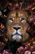 Ter Halle - Glasschilderij - Leeuw In De Jungle - 80x120 cm