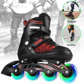 Verstelbare Inline Skates Kinderen Meisjes Jongens Rolschaatsen Met Verlichtend Wiel Zwart Rood S