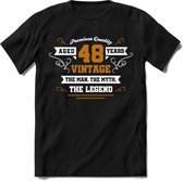 48 Jaar Legend T-Shirt | Goud - Wit | Grappig Verjaardag en Feest Cadeau Shirt | Dames - Heren - Unisex | Tshirt Kleding Kado | - Zwart - XL
