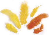 Veren gemengd - Geel, Oranje, Lichtgeel - 10gram veren - 3-10cm
