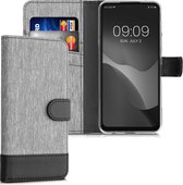 kwmobile telefoonhoesje voor Motorola Moto G71 5G - Hoesje met pasjeshouder in grijs / zwart - Case met portemonnee