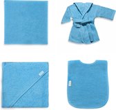 Oexie 0 tot 18 maanden set blauw spuugdoek-badjas-omslagdoek-slabber