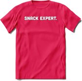 Snack Expert - Snack T-Shirt | Grappig Verjaardag Kleding Cadeau | Eten En Snoep Shirt | Dames - Heren - Unisex Tshirt | - Roze - XXL