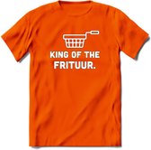 King Of The Frituur - Snack T-Shirt | Grappig Verjaardag Kleding Cadeau | Eten En Snoep Shirt | Dames - Heren - Unisex Tshirt | - Oranje - XL
