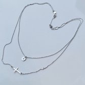 Layerketting | collier | kruis & zirkonia | AG925 | zilver