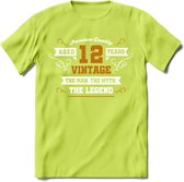 12 Jaar Legend T-Shirt | Goud - Wit | Grappig Verjaardag en Feest Cadeau Shirt | Dames - Heren - Unisex | Tshirt Kleding Kado | - Groen - S