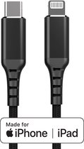 Lightning kabel naar USB-C - Ultra Strong - 2m - Zwart - Nylon - MFi Gecertificeerd - Geschikt voor Apple iPhone - iPad