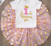 2-delig eerste verjaardag cakesmash setje Love My First Birthday Pink White and Gold