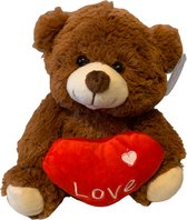 Bruin beertje Love met rood hartje | Valentijn cadeau vrouw man | Valentijnsdag voor mannen vrouwen | Valentijn cadeautje voor hem haar | knuffel beer | knuffelbeer | teddybeer
