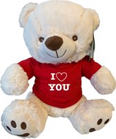 Grote witte knuffel beer I Love You met rood shirtje | Valentijn cadeau vrouw man | Valentijnsdag voor mannen vrouwen | Valentijn cadeautje voor hem haar | knuffelbeer | teddybeer | beertje