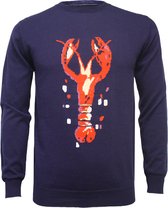 Hommard Cotton Cashmere Intarsia Lobster Crew Neck Sweater, X-Large, Navy, Blauw, Trui, Unisex, Ronde nek, Kasjmier, Katoen, Pullover, Kreeft, Homard