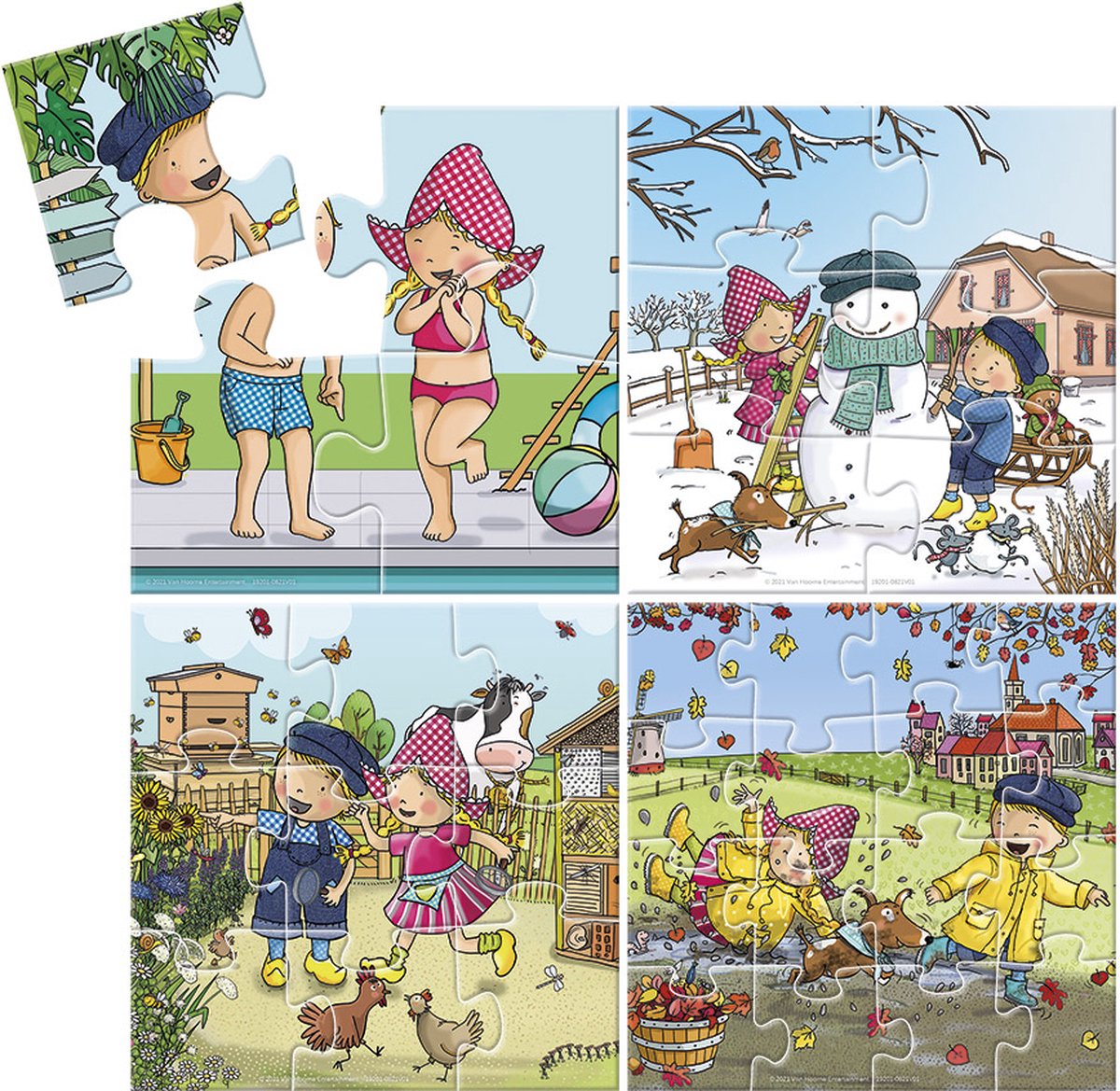Fien & Teun puzzel 4 in 1 educatief peuter speelgoed - kinderpuzzel 4x6x9x16 stukjes leren puzzelen - cadeautip puzzel 3 jaar en ouder - Bambolino Toys — afbeelding 3