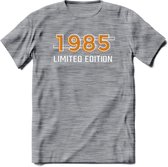 1985 Limited Edition T-Shirt | Goud - Zilver | Grappig Verjaardag en Feest Cadeau Shirt | Dames - Heren - Unisex | Tshirt Kleding Kado | - Donker Grijs - Gemaleerd - 3XL