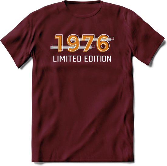 1976 Limited Edition T-Shirt | Goud - Zilver | Grappig Verjaardag en Feest Cadeau Shirt | Dames - Heren - Unisex | Tshirt Kleding Kado | - Burgundy - M