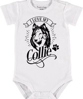 Baby Rompertje met tekst 'Collie' |Korte mouw l | wit zwart | maat 50/56 | cadeau | Kraamcadeau | Kraamkado