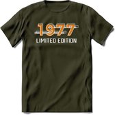 1977 Limited Edition T-Shirt | Goud - Zilver | Grappig Verjaardag en Feest Cadeau Shirt | Dames - Heren - Unisex | Tshirt Kleding Kado | - Leger Groen - XL