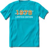 1978 Limited Edition T-Shirt | Goud - Zilver | Grappig Verjaardag en Feest Cadeau Shirt | Dames - Heren - Unisex | Tshirt Kleding Kado | - Blauw - XL