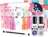 Skymore - Gellak - Polygel - Polyethyleen - 8 Kleuren Nagel Gel Kit met 12 Strass en 100 Dubbele Vormen Professionele Glitter - Nagelverlenging - Nagelversteviging voor beginners e
