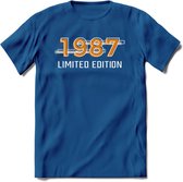 1987 Limited Edition T-Shirt | Goud - Zilver | Grappig Verjaardag en Feest Cadeau Shirt | Dames - Heren - Unisex | Tshirt Kleding Kado | - Donker Blauw - S