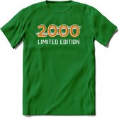 2000 Limited Edition T-Shirt | Goud - Zilver | Grappig Verjaardag en Feest Cadeau Shirt | Dames - Heren - Unisex | Tshirt Kleding Kado | - Donker Groen - S