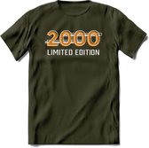 2000 Limited Edition T-Shirt | Goud - Zilver | Grappig Verjaardag en Feest Cadeau Shirt | Dames - Heren - Unisex | Tshirt Kleding Kado | - Leger Groen - S