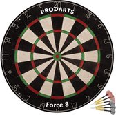 Dartbord | 45 x 45 x 3.8 Cm | Klassiek | Dunne Draadranden | 6 Stalen Darts | Sisalvezels | Montage-Set