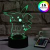 ANiMU 3D Lamp - 16 kleuren - Pikachu - Pokémon - LED Illusie - Bureaulamp - Nachtlampje - Sfeerlamp - Dimbaar - USB of Batterijen - Afstandsbediening - Anime Cadeau