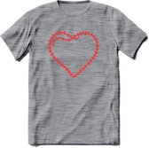 Valentijn Hart T-Shirt | Grappig Valentijnsdag Cadeautje voor Hem en Haar | Dames - Heren - Unisex | Kleding Cadeau | - Donker Grijs - Gemaleerd - XL