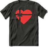 Valentijn Hart T-Shirt | Grappig Valentijnsdag Cadeautje voor Hem en Haar | Dames - Heren - Unisex | Kleding Cadeau | - Donker Grijs - S