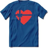 Valentijn Hart T-Shirt | Grappig Valentijnsdag Cadeautje voor Hem en Haar | Dames - Heren - Unisex | Kleding Cadeau | - Donker Blauw - L