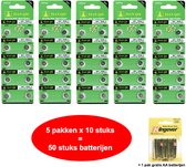 AG 1 / 364A Alkaline batterijen - 5x10 strips - 50 stuks knoopcel Tian Qiu batterijen (ook bekend als LR60 G1 164 GP64A 364 SR621W LR621 SR60 SR621)