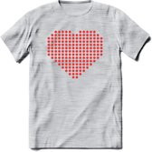 Valentijn Hart T-Shirt | Grappig Valentijnsdag Cadeautje voor Hem en Haar | Dames - Heren - Unisex | Kleding Cadeau | - Licht Grijs - Gemaleerd - XL