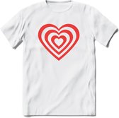 Valentijn Hart T-Shirt | Grappig Valentijnsdag Cadeautje voor Hem en Haar | Dames - Heren - Unisex | Kleding Cadeau | - Wit - 3XL