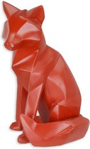 Resin beeld - Polygoon figuur Vos - Rood sculptuur - 25,1 cm hoog