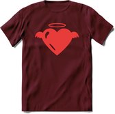 Valentijn Hart T-Shirt | Grappig Valentijnsdag Cadeautje voor Hem en Haar | Dames - Heren - Unisex | Kleding Cadeau | - Burgundy - XXL