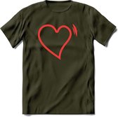 Valentijn Hart T-Shirt | Grappig Valentijnsdag Cadeautje voor Hem en Haar | Dames - Heren - Unisex | Kleding Cadeau | - Leger Groen - M