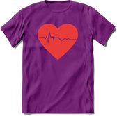 Valentijn Hart T-Shirt | Grappig Valentijnsdag Cadeautje voor Hem en Haar | Dames - Heren - Unisex | Kleding Cadeau | - Paars - XL