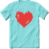 Valentijn Hart T-Shirt | Grappig Valentijnsdag Cadeautje voor Hem en Haar | Dames - Heren - Unisex | Kleding Cadeau | - Licht Blauw - S