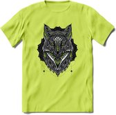 Vos - Dieren Mandala T-Shirt | Groen | Grappig Verjaardag Zentangle Dierenkop Cadeau Shirt | Dames - Heren - Unisex | Wildlife Tshirt Kleding Kado | - Groen - S