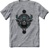 Bizon - Dieren Mandala T-Shirt | Lichtblauw | Grappig Verjaardag Zentangle Dierenkop Cadeau Shirt | Dames - Heren - Unisex | Wildlife Tshirt Kleding Kado | - Donker Grijs - Gemalee